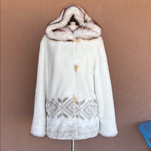 Nuage Marco Women's Cream Faux Fur Hooded Coat